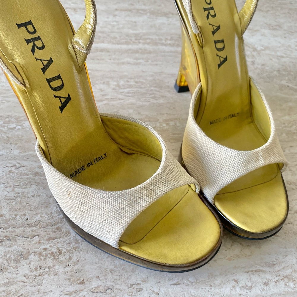 Vintage Prada Slingback Lucite Wedge Sandals Heels - Picture 6 of 11